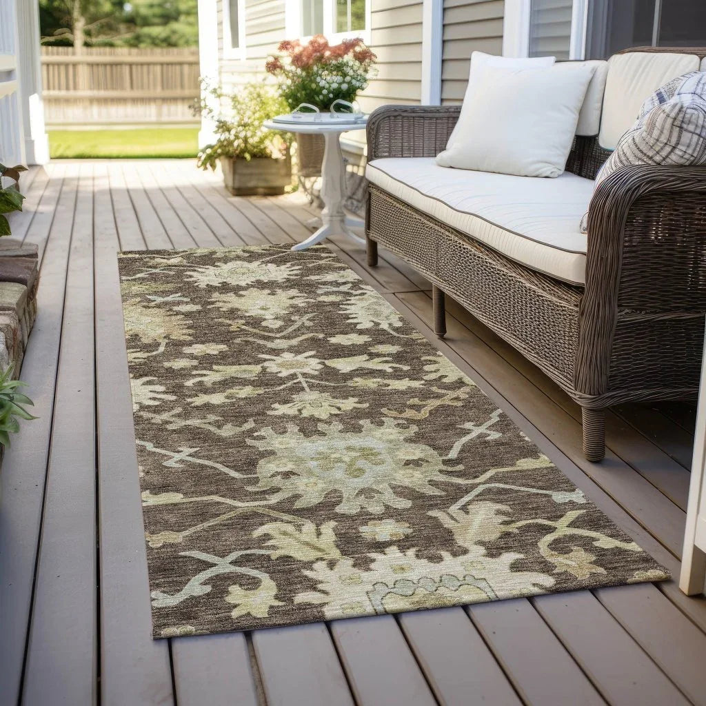 LOOMLAN Rugs Louis Brown Washable Indoor-Outdoor Rug
