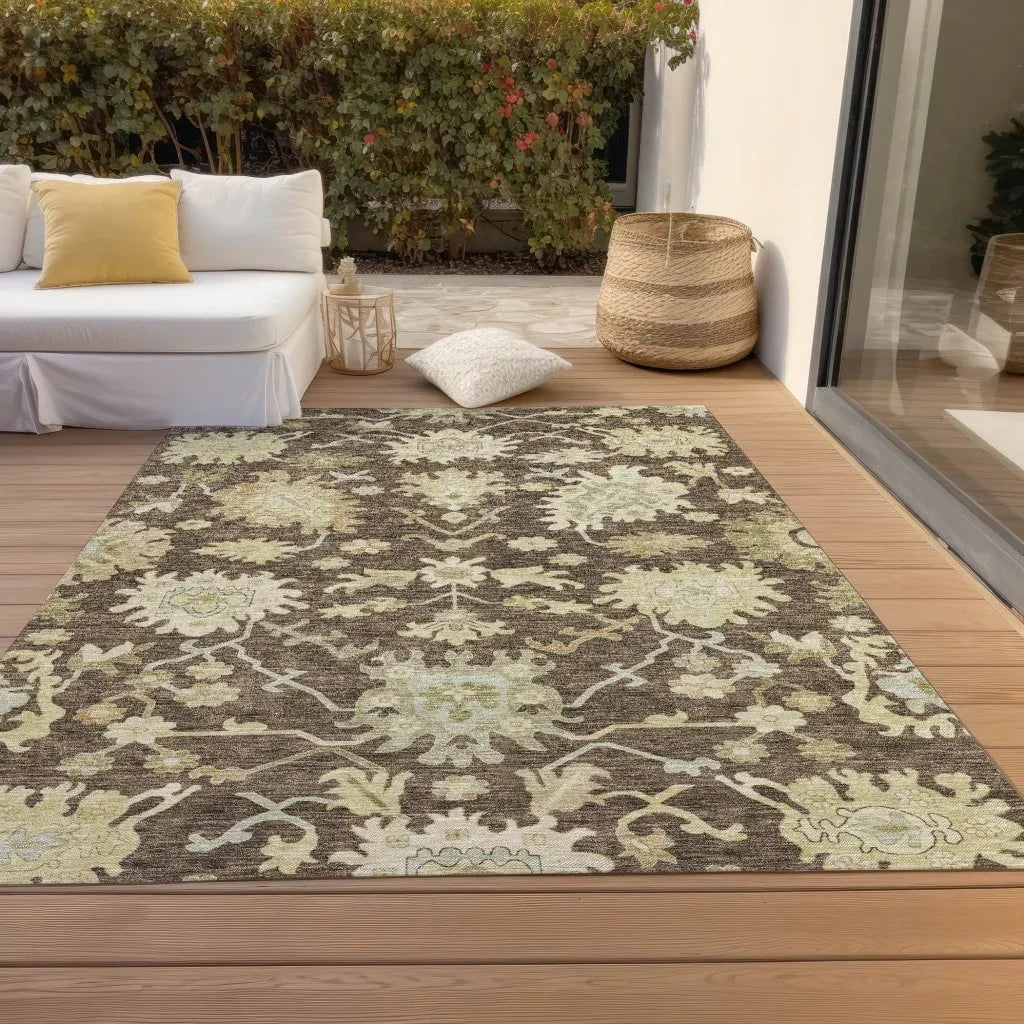 LOOMLAN Rugs Louis Brown Washable Indoor-Outdoor Rug