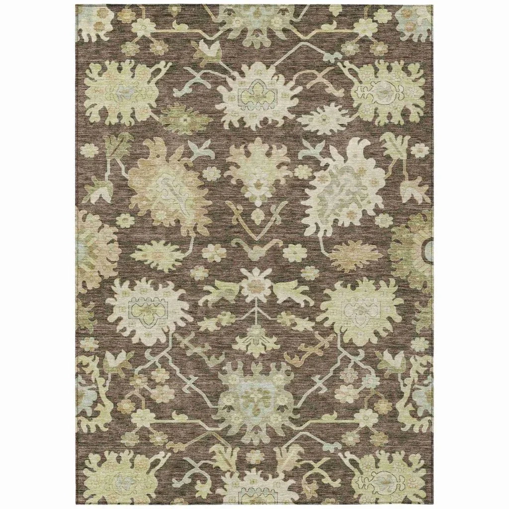 LOOMLAN Rugs Louis Brown Washable Indoor-Outdoor Rug