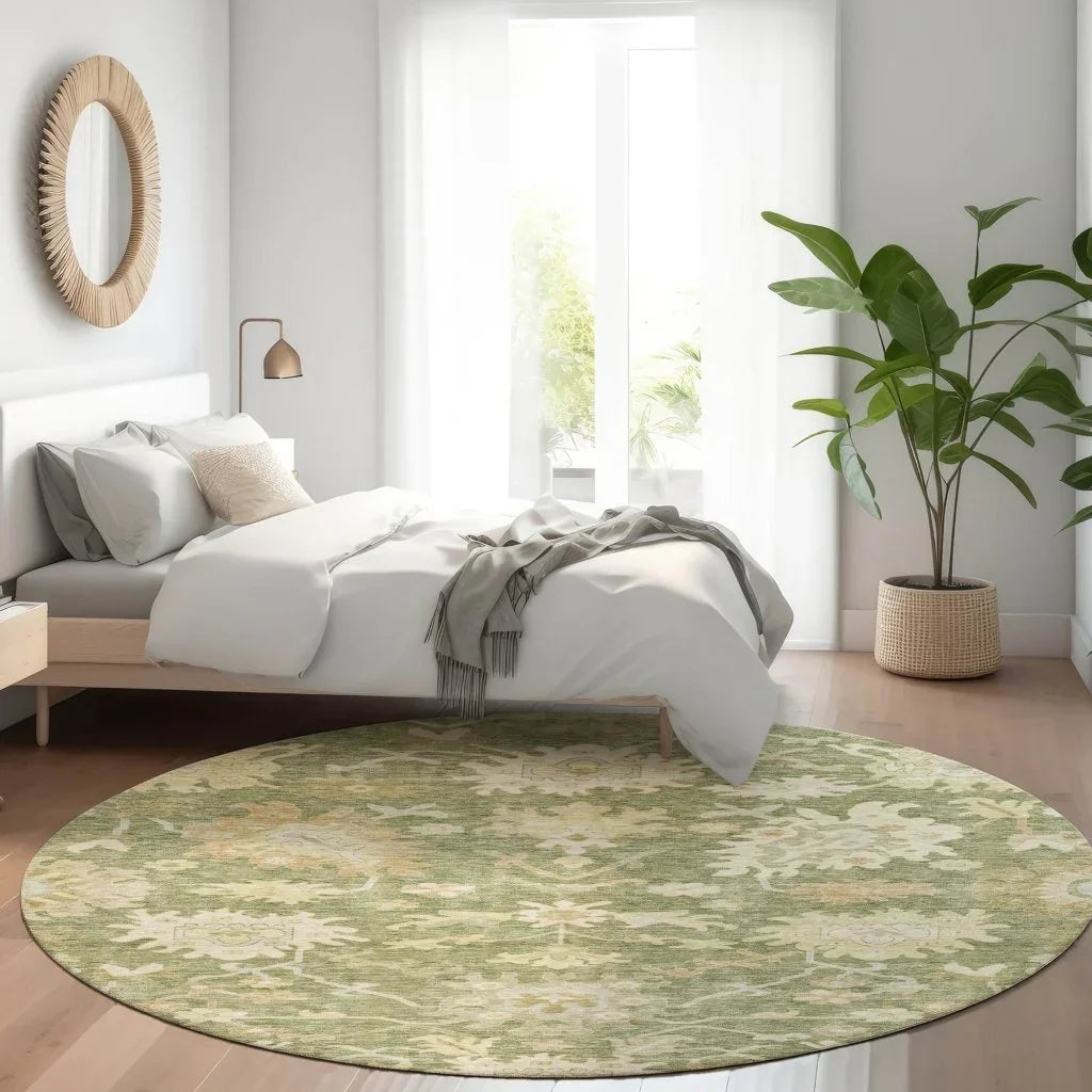 LOOMLAN Rugs Louis Green Washable Indoor-Outdoor Rug