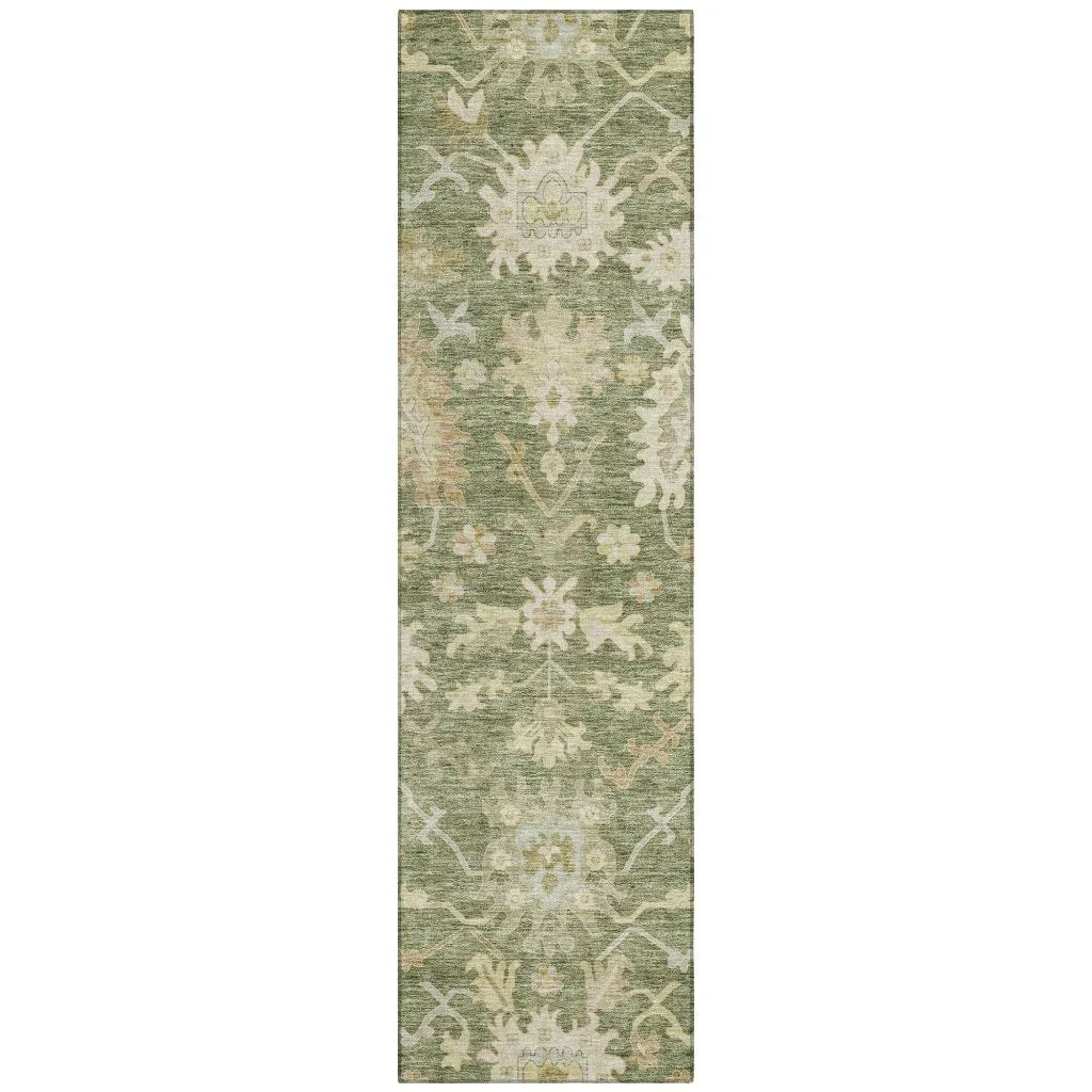 LOOMLAN Rugs Louis Green Washable Indoor-Outdoor Rug