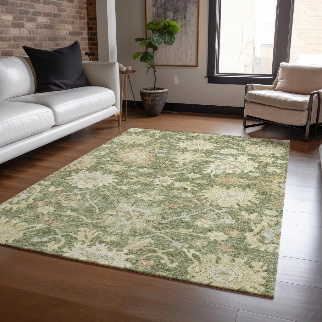 LOOMLAN Rugs Louis Green Washable Indoor-Outdoor Rug