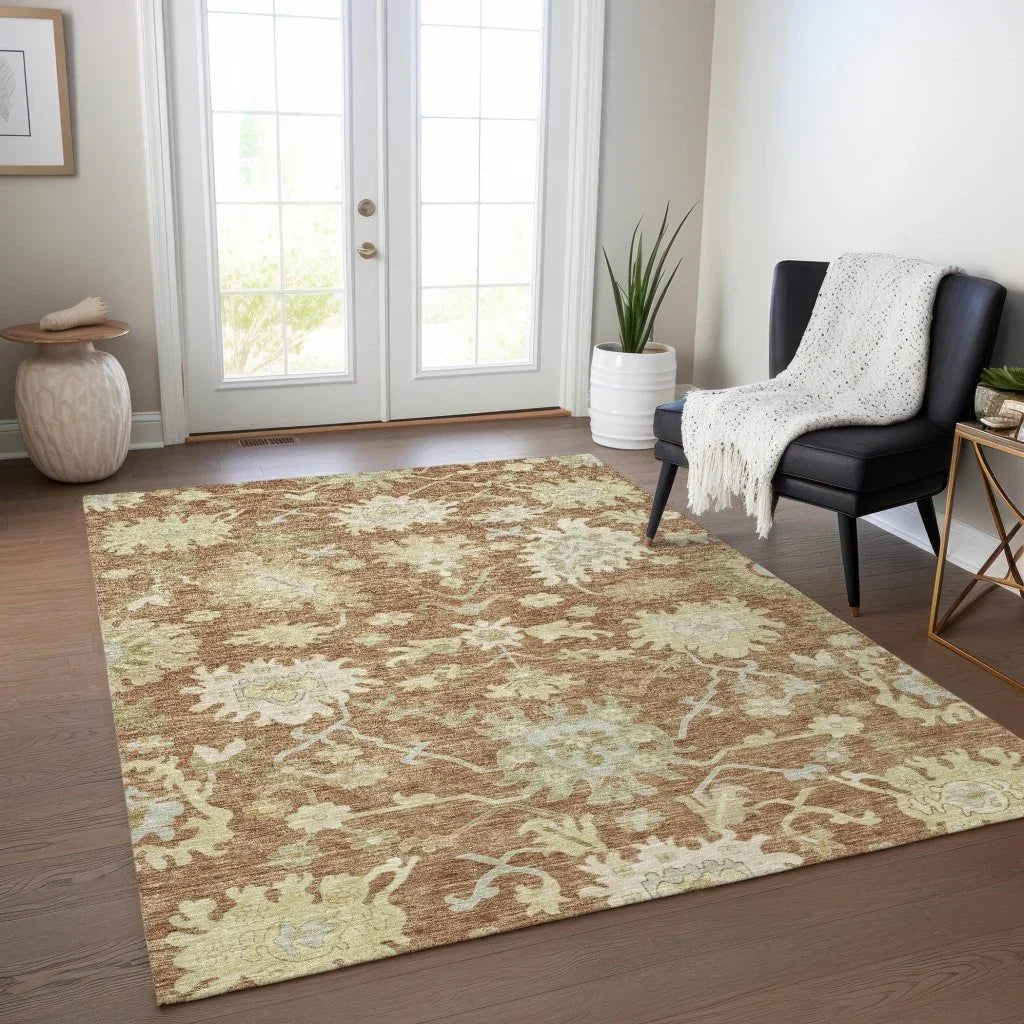 LOOMLAN Rugs Louis Orange Washable Indoor-Outdoor Rug