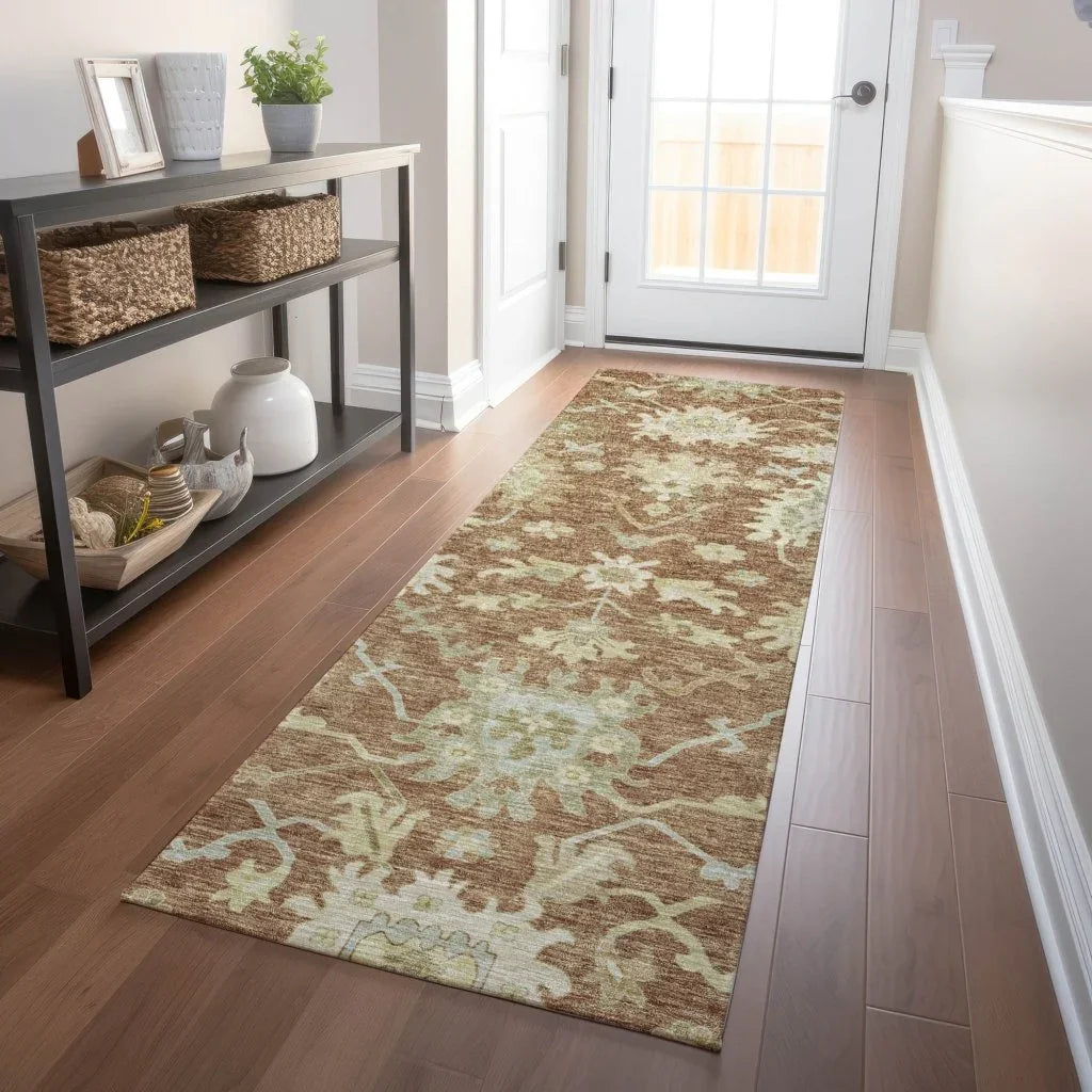 LOOMLAN Rugs Louis Orange Washable Indoor-Outdoor Rug