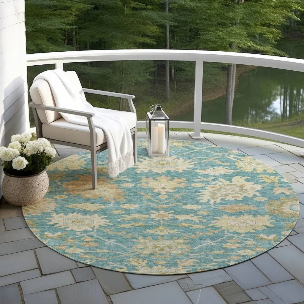 LOOMLAN Rugs Louis Teal Washable Indoor-Outdoor Rug