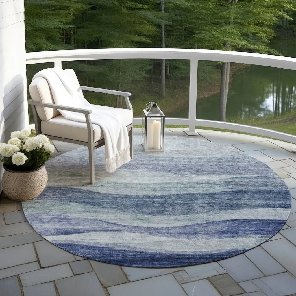 LOOMLAN Rugs Louisa Blue Washable Indoor-Outdoor Rug
