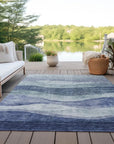 LOOMLAN Rugs Louisa Blue Washable Indoor-Outdoor Rug