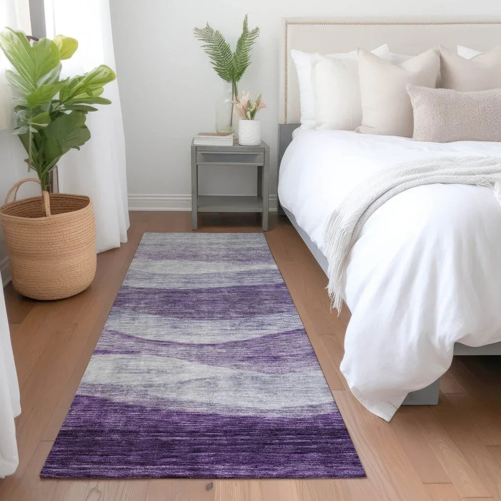 LOOMLAN Rugs Louisa Purple Washable Indoor-Outdoor Rug