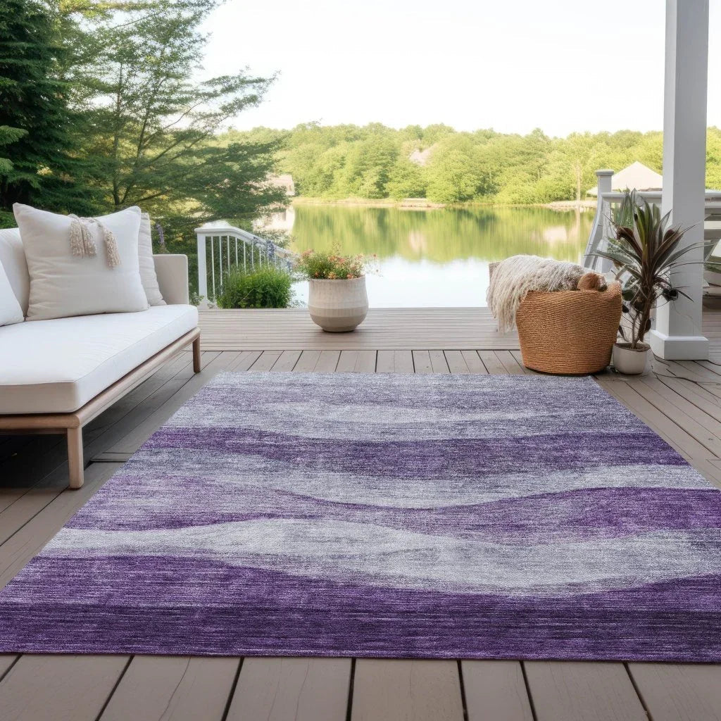 LOOMLAN Rugs Louisa Purple Washable Indoor-Outdoor Rug
