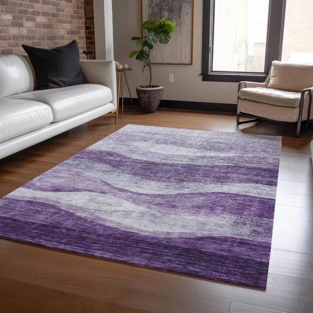 LOOMLAN Rugs Louisa Purple Washable Indoor-Outdoor Rug