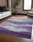 LOOMLAN Rugs Louisa Purple Washable Indoor-Outdoor Rug