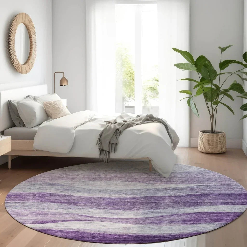 LOOMLAN Rugs Louisa Purple Washable Indoor-Outdoor Rug