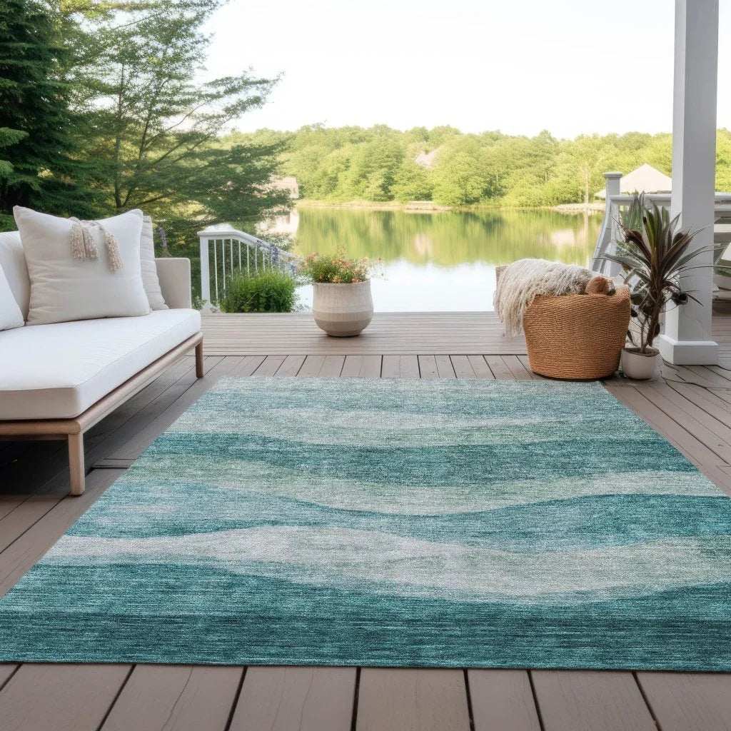 LOOMLAN Rugs Louisa Seafoam Washable Indoor-Outdoor Rug