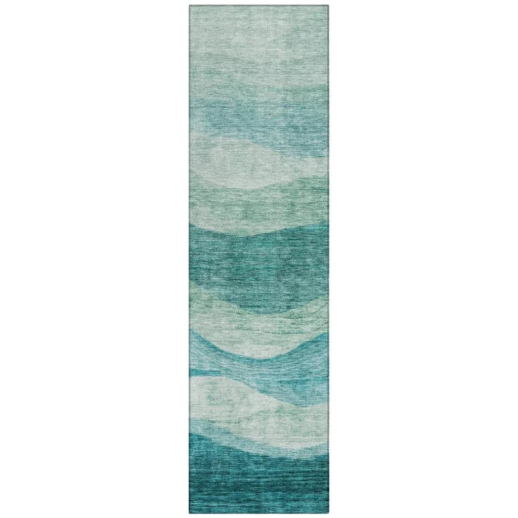 LOOMLAN Rugs Louisa Teal Washable Indoor-Outdoor Rug