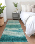 LOOMLAN Rugs Louisa Teal Washable Indoor-Outdoor Rug