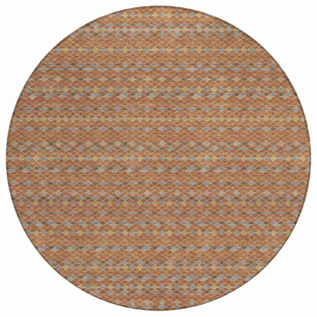 LOOMLAN Rugs Lozenza Orange Washable Indoor-Outdoor Rug