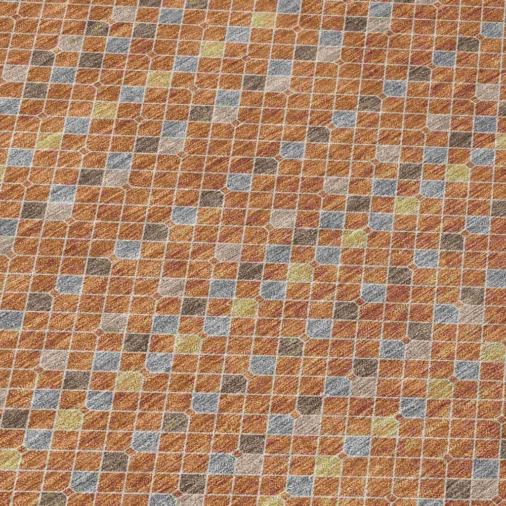 LOOMLAN Rugs Lozenza Orange Washable Indoor-Outdoor Rug