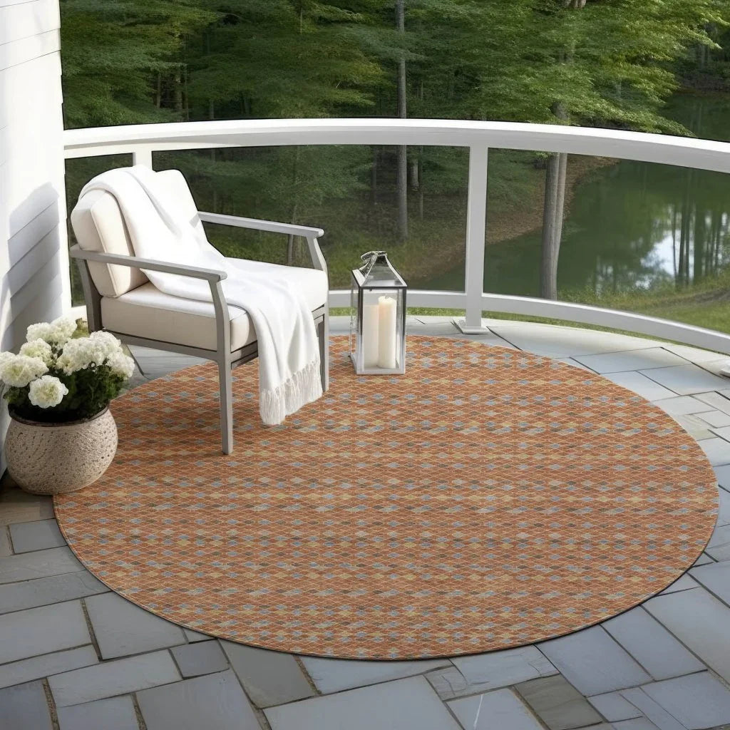 LOOMLAN Rugs Lozenza Orange Washable Indoor-Outdoor Rug