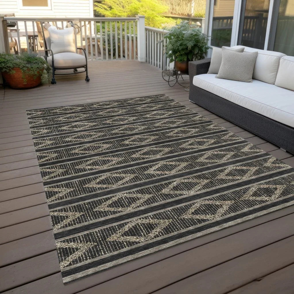 LOOMLAN Rugs Lume Black Washable Indoor-Outdoor Rug
