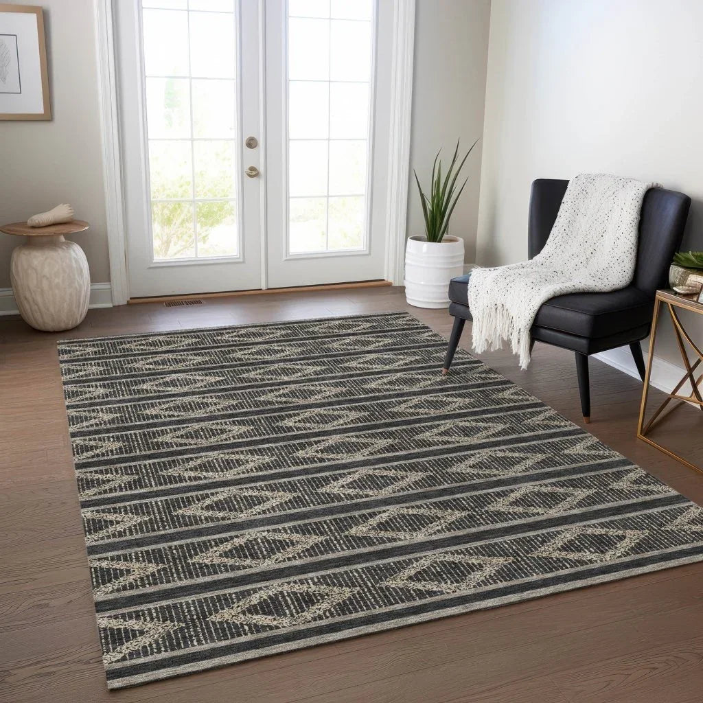 LOOMLAN Rugs Lume Black Washable Indoor-Outdoor Rug