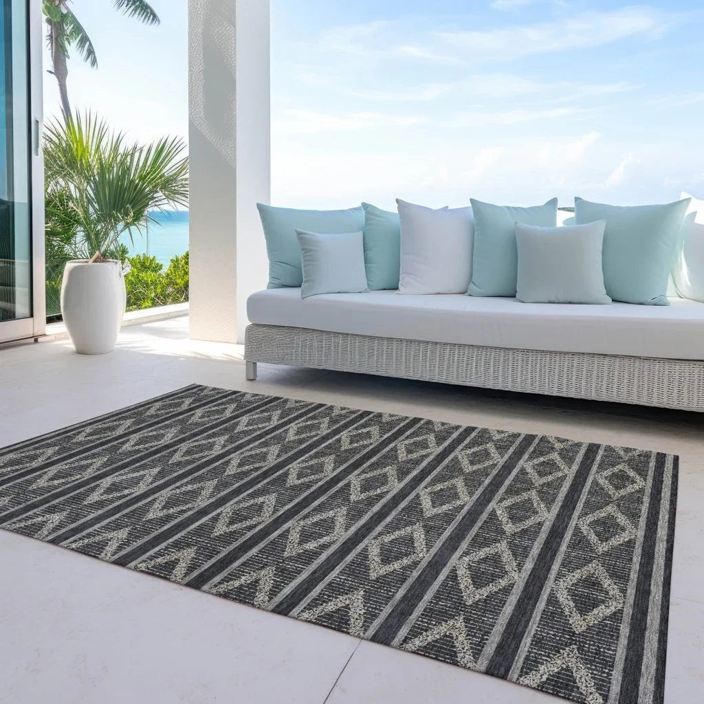 LOOMLAN Rugs Lume Black Washable Indoor-Outdoor Rug