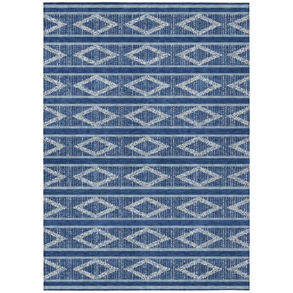 LOOMLAN Rugs Lume Blue Washable Indoor-Outdoor Rug