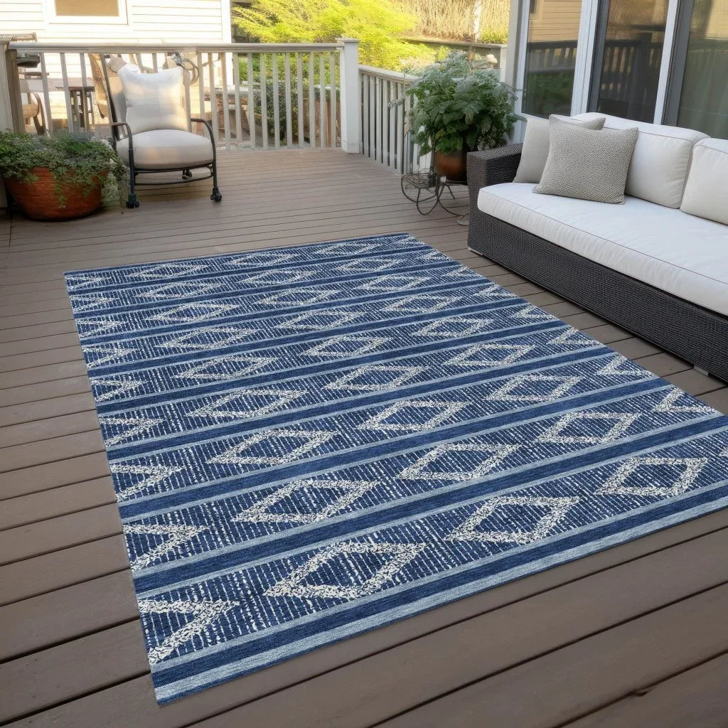 LOOMLAN Rugs Lume Blue Washable Indoor-Outdoor Rug