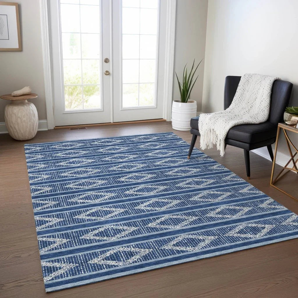 LOOMLAN Rugs Lume Blue Washable Indoor-Outdoor Rug
