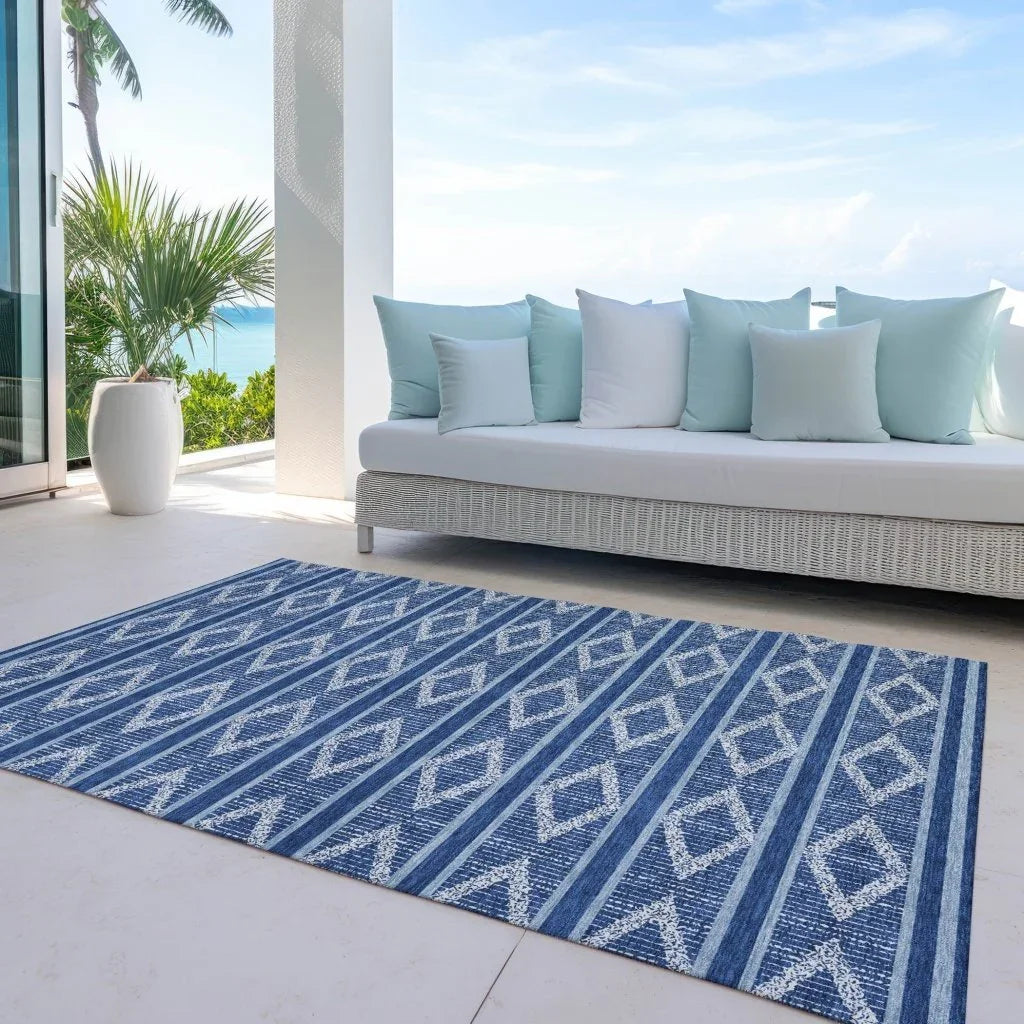 LOOMLAN Rugs Lume Blue Washable Indoor-Outdoor Rug