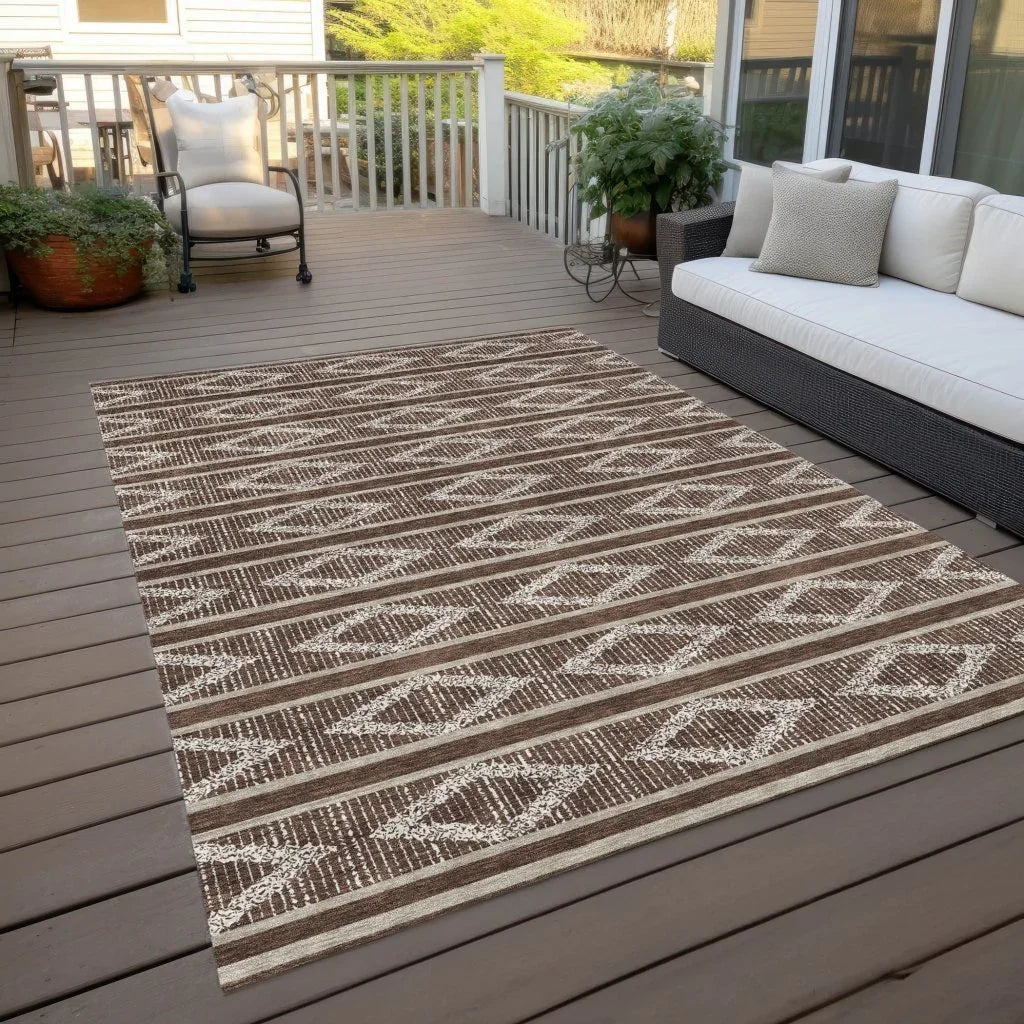 LOOMLAN Rugs Lume Brown Washable Indoor-Outdoor Rug