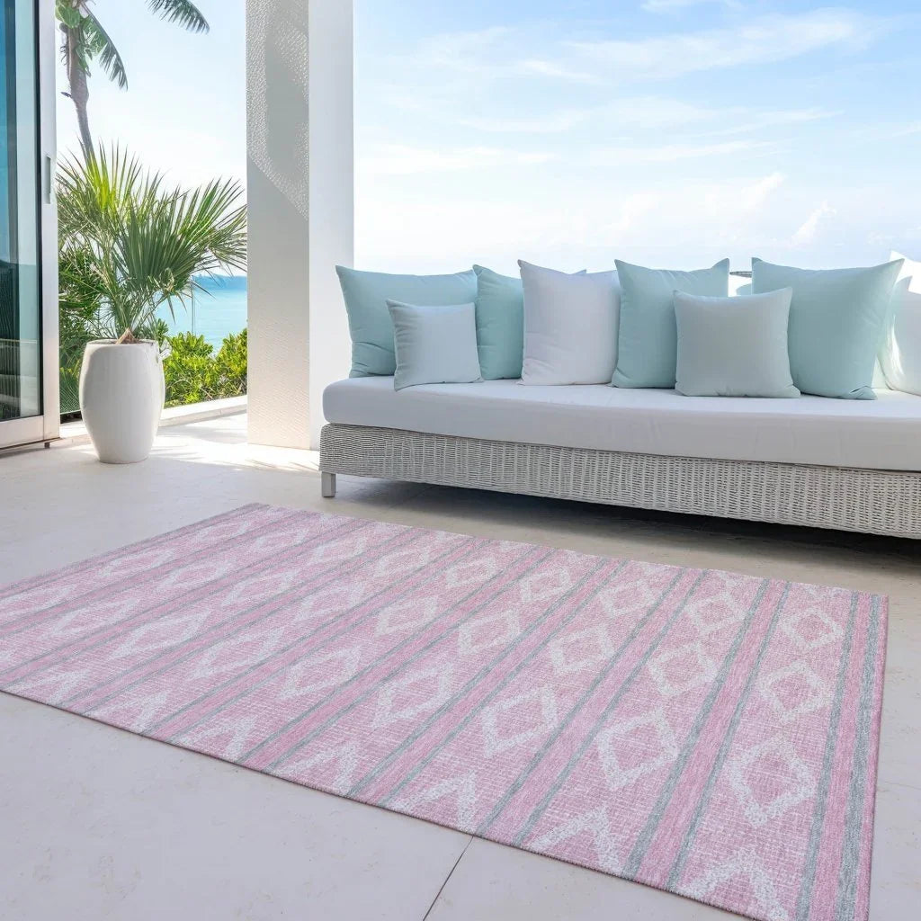 LOOMLAN Rugs Lume Pink Washable Indoor-Outdoor Rug