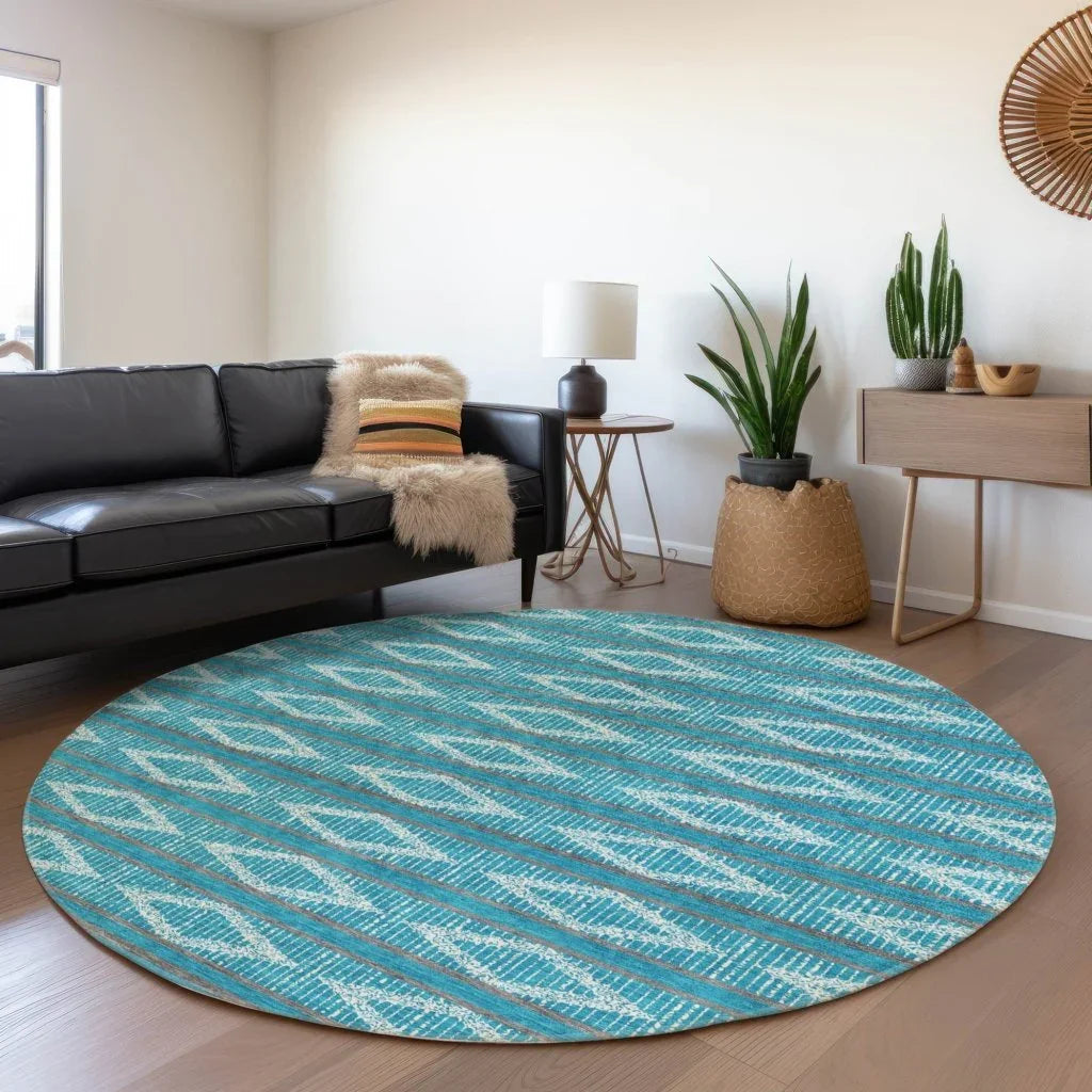 LOOMLAN Rugs Lume Teal Washable Indoor-Outdoor Rug