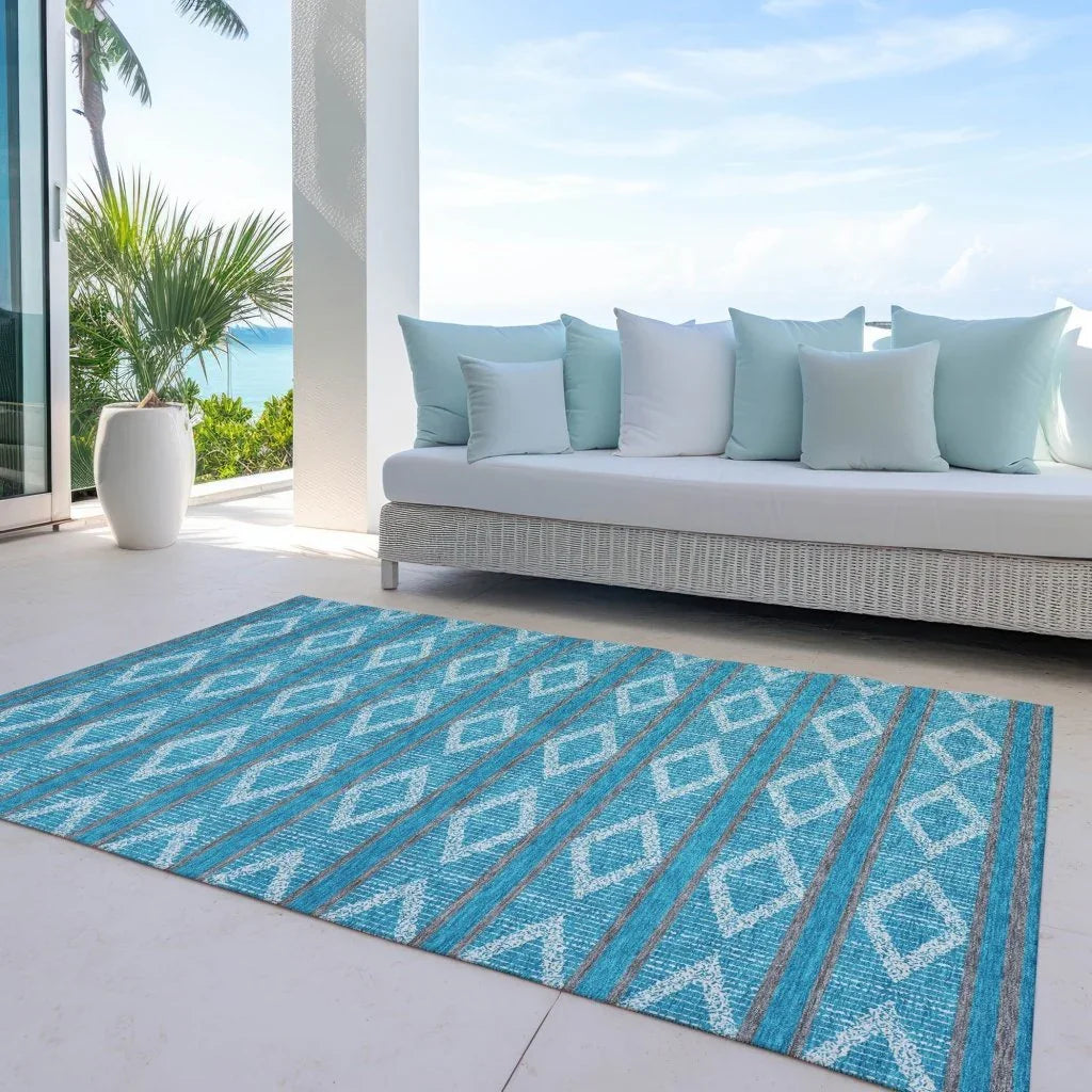 LOOMLAN Rugs Lume Teal Washable Indoor-Outdoor Rug