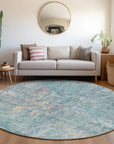 LOOMLAN Rugs Lunisse Blue Washable Indoor-Outdoor Rug