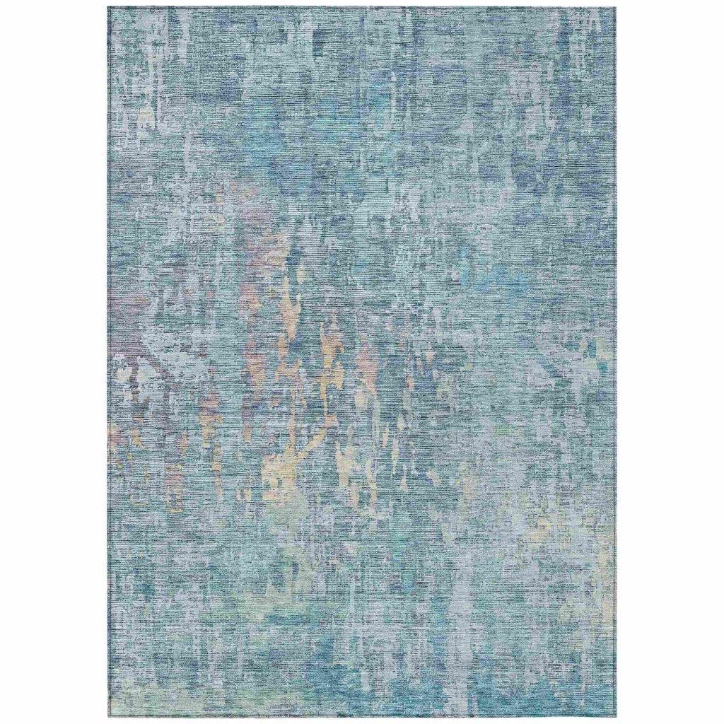 LOOMLAN Rugs Lunisse Blue Washable Indoor-Outdoor Rug