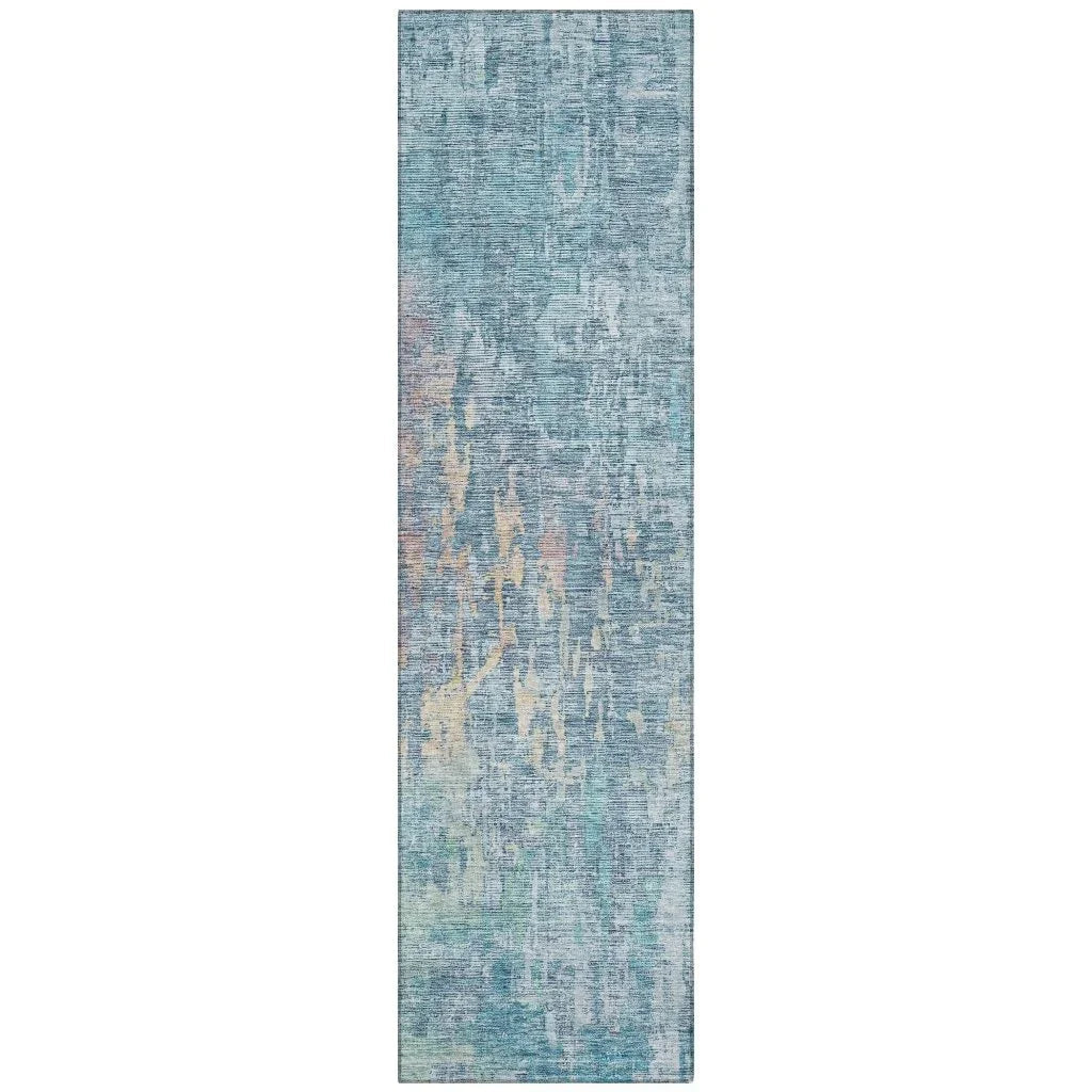 LOOMLAN Rugs Lunisse Blue Washable Indoor-Outdoor Rug