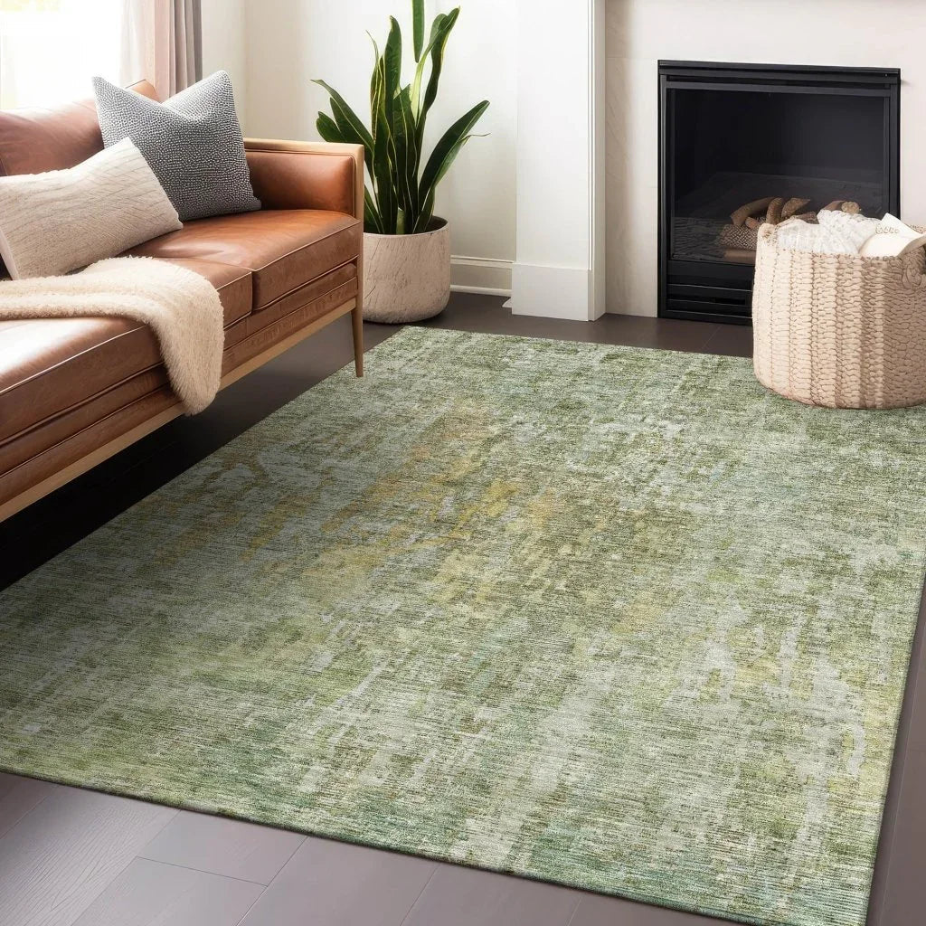 LOOMLAN Rugs Lunisse Green Washable Indoor-Outdoor Rug