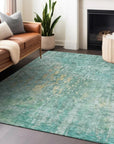 LOOMLAN Rugs Lunisse Teal Washable Indoor-Outdoor Rug