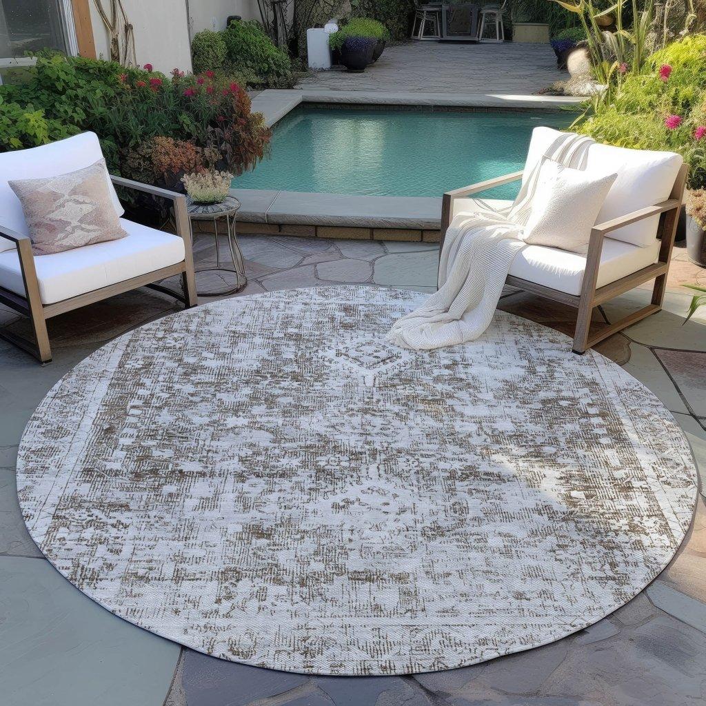 LOOMLAN Rugs Lurea Brown Washable Indoor-Outdoor Rug