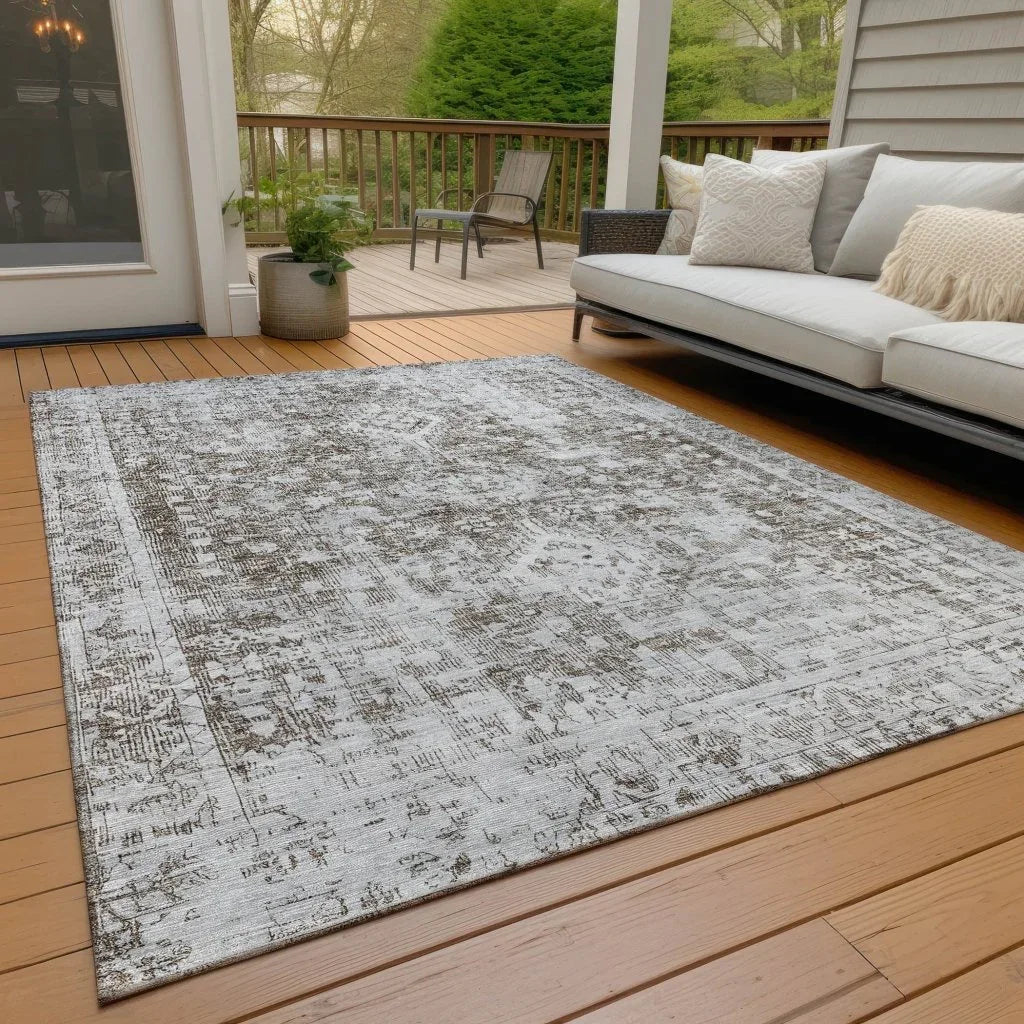 LOOMLAN Rugs Lurea Brown Washable Indoor-Outdoor Rug