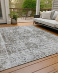 LOOMLAN Rugs Lurea Brown Washable Indoor-Outdoor Rug
