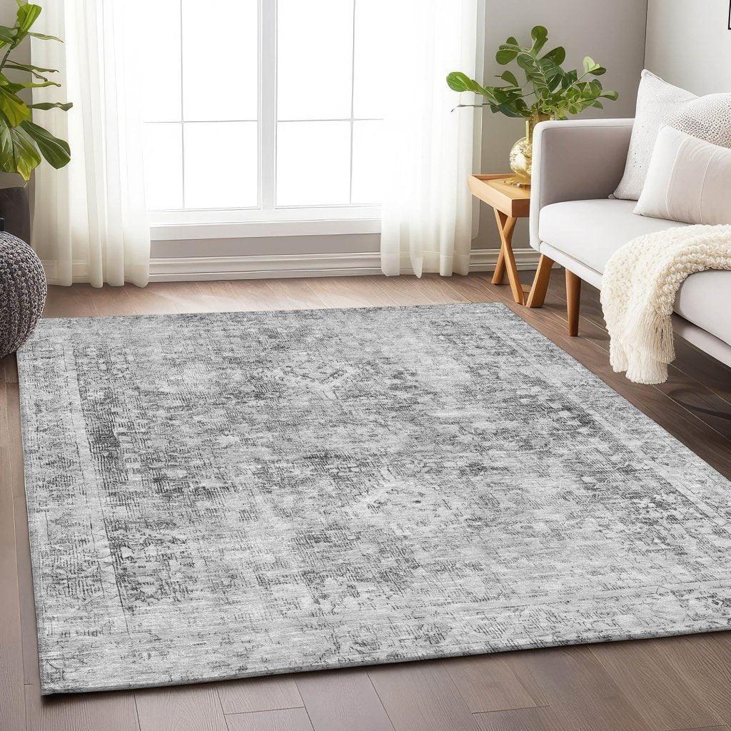 LOOMLAN Rugs Lurea Gray Washable Indoor-Outdoor Rug