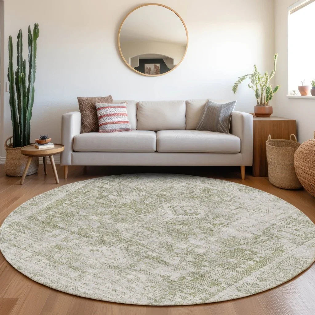 LOOMLAN Rugs Lurea Green Washable Indoor-Outdoor Rug