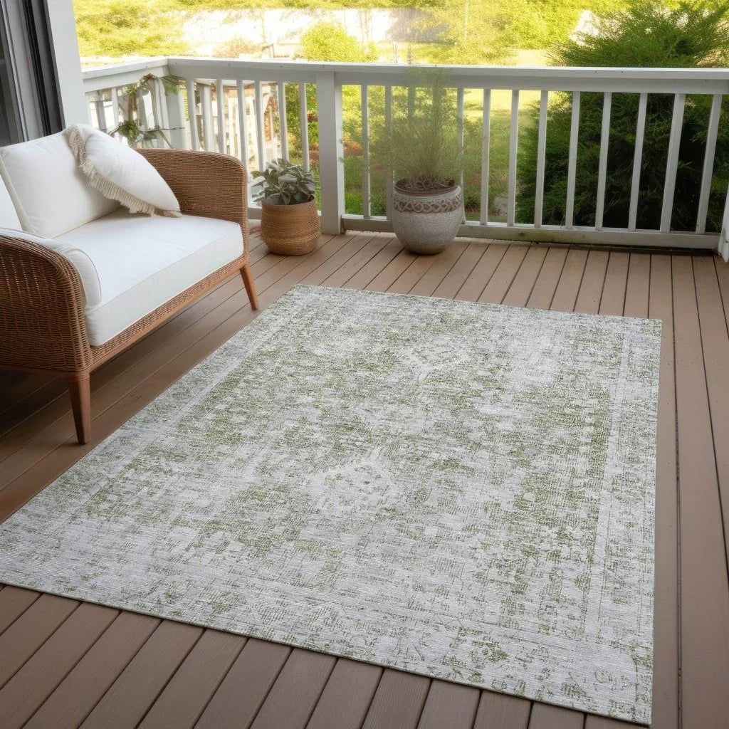 LOOMLAN Rugs Lurea Green Washable Indoor-Outdoor Rug
