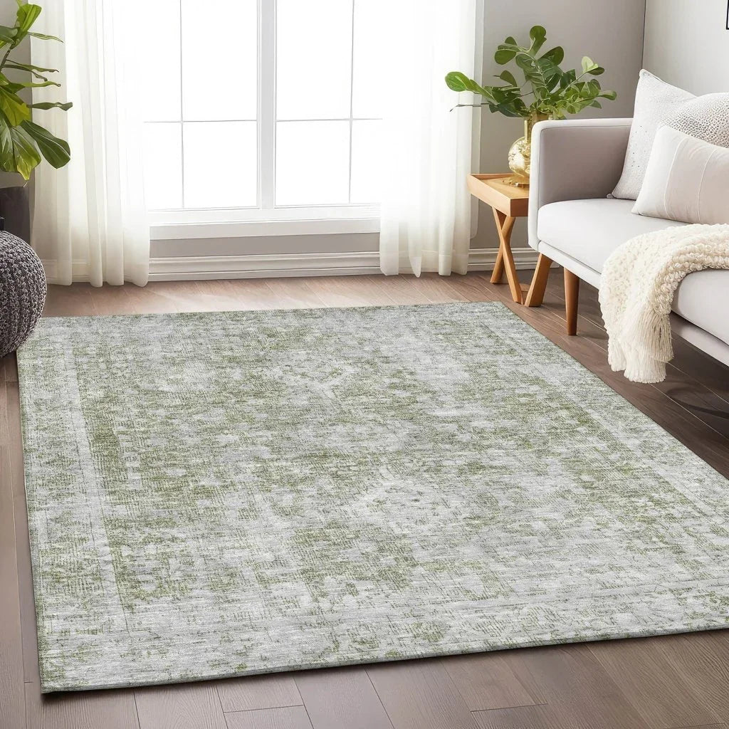 LOOMLAN Rugs Lurea Green Washable Indoor-Outdoor Rug