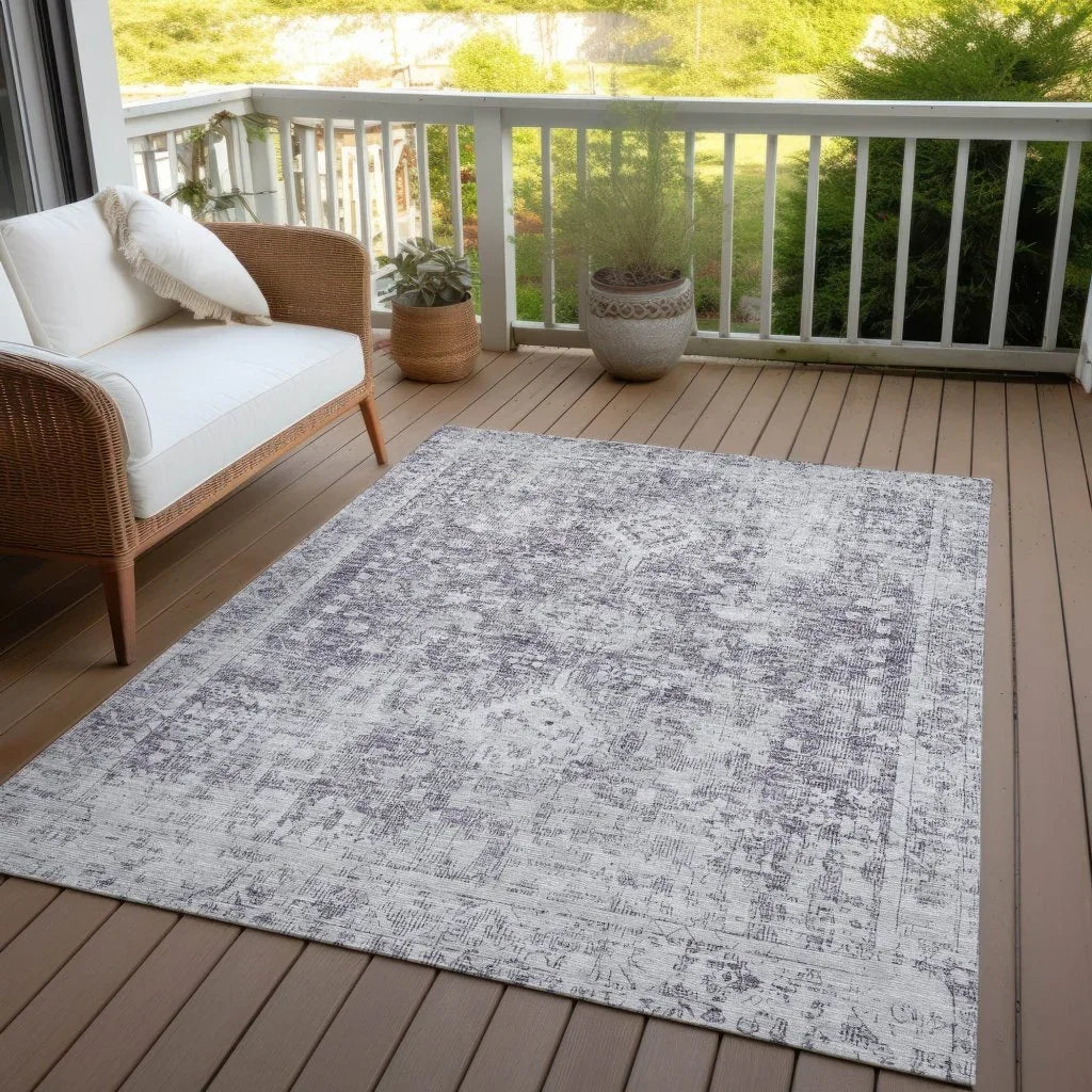LOOMLAN Rugs Lurea Purple Washable Indoor-Outdoor Rug
