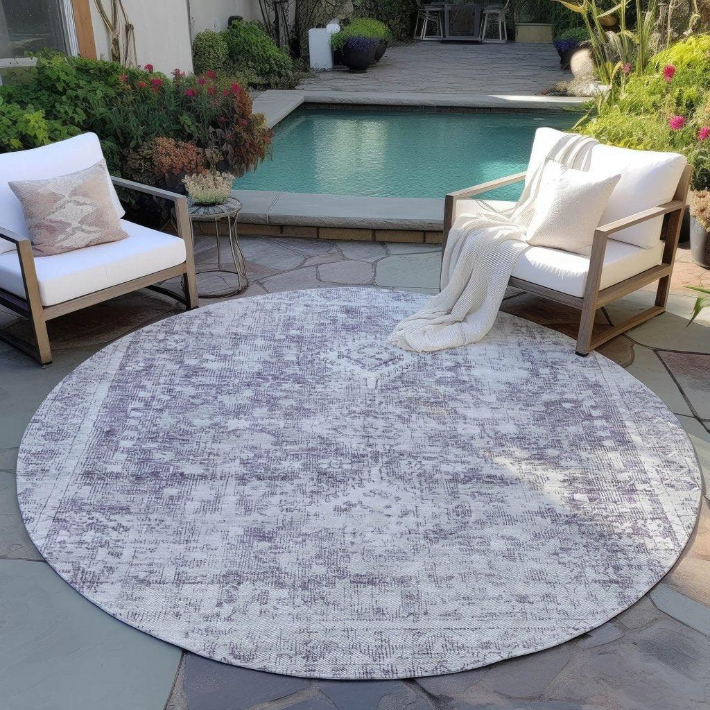 LOOMLAN Rugs Lurea Purple Washable Indoor-Outdoor Rug