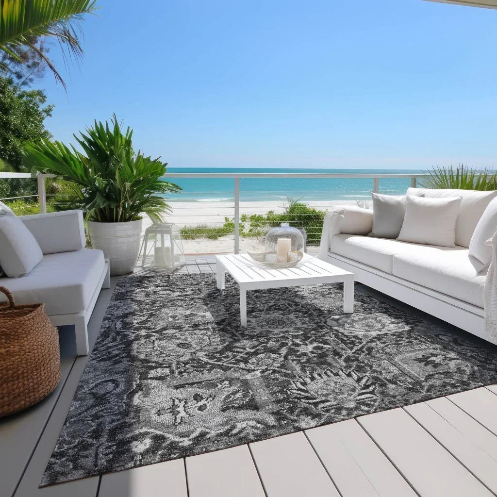 LOOMLAN Rugs Lureva Gray Washable Indoor-Outdoor Rug