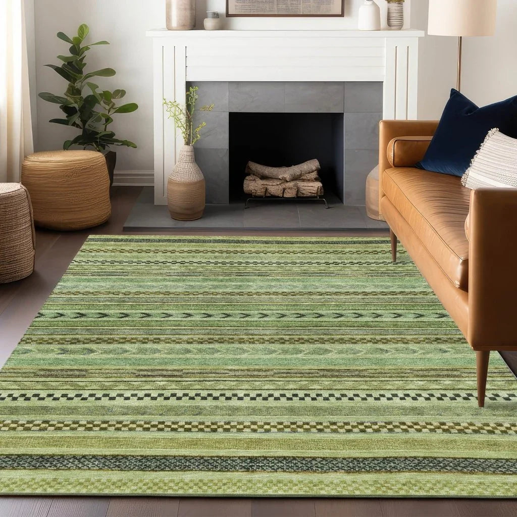 LOOMLAN Rugs Luthyra Aloe Washable Indoor-Outdoor Rug
