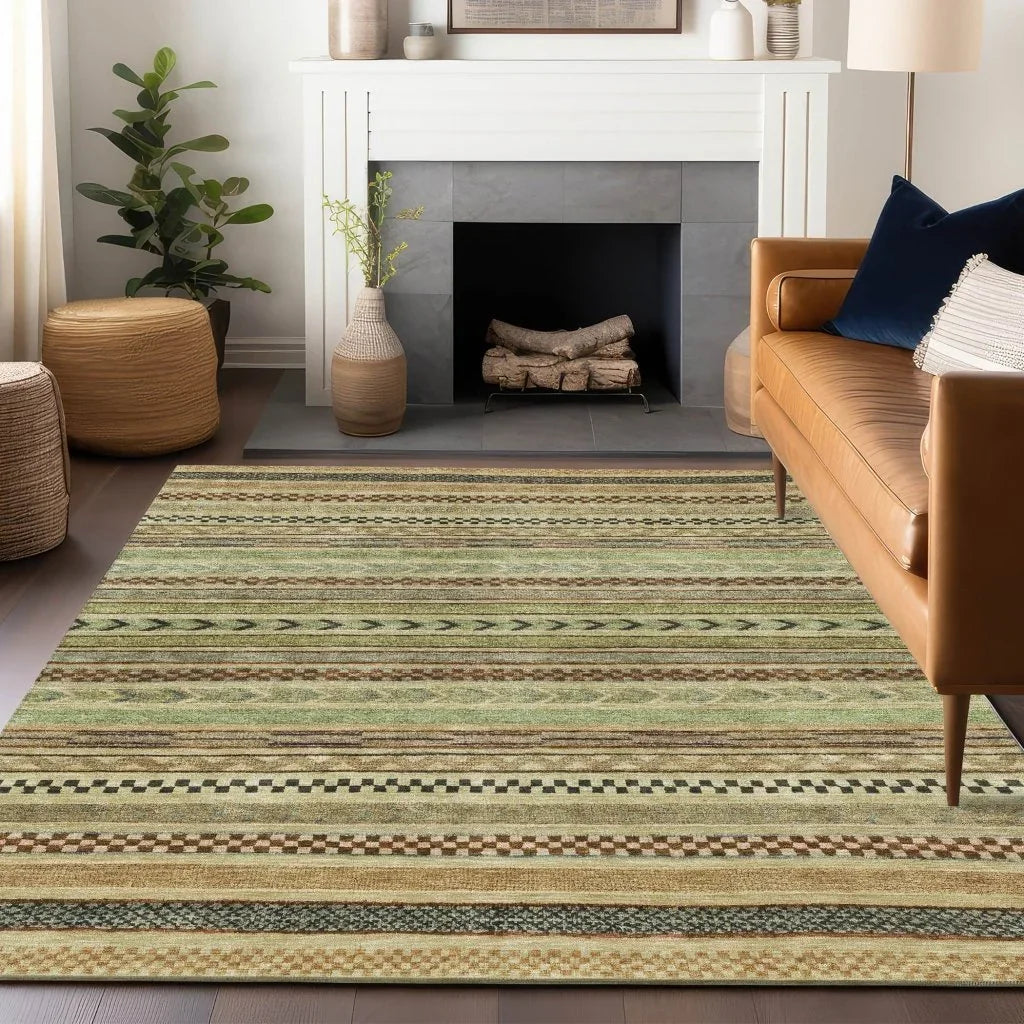 LOOMLAN Rugs Luthyra Beige Washable Indoor-Outdoor Rug